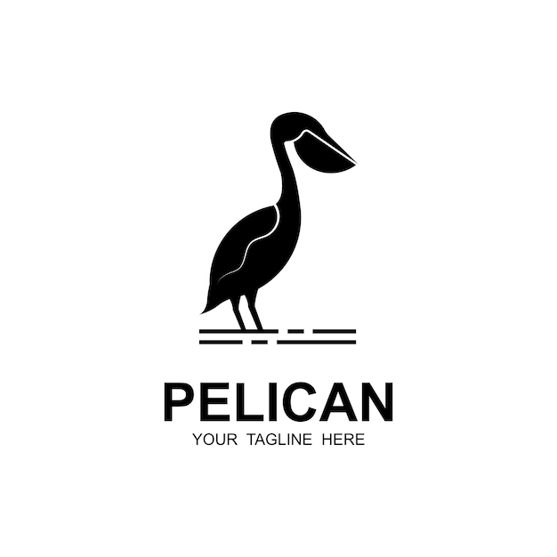logotipo de diseño de ilustración de icono de vector de logotipo de pájaro pelícano para empresa de aventura y marca