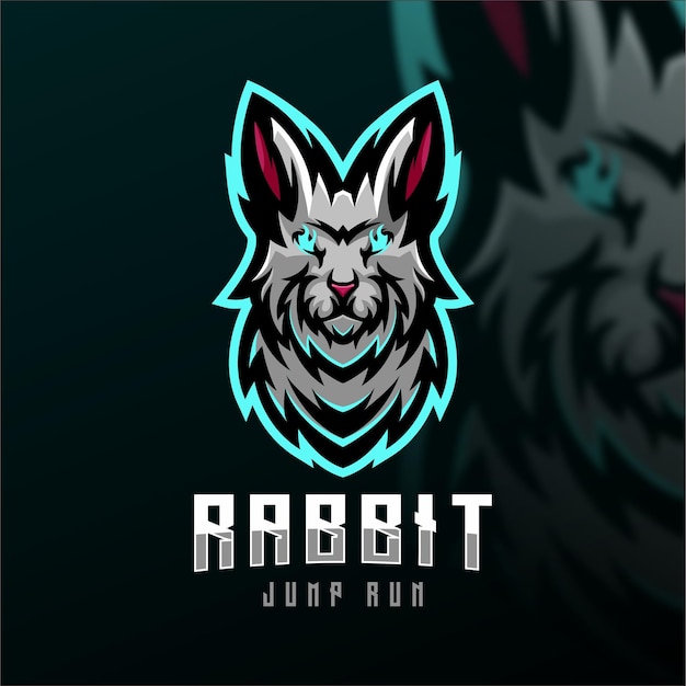 Vector logotipo de diseño de ilustración de mascota de esport de conejo