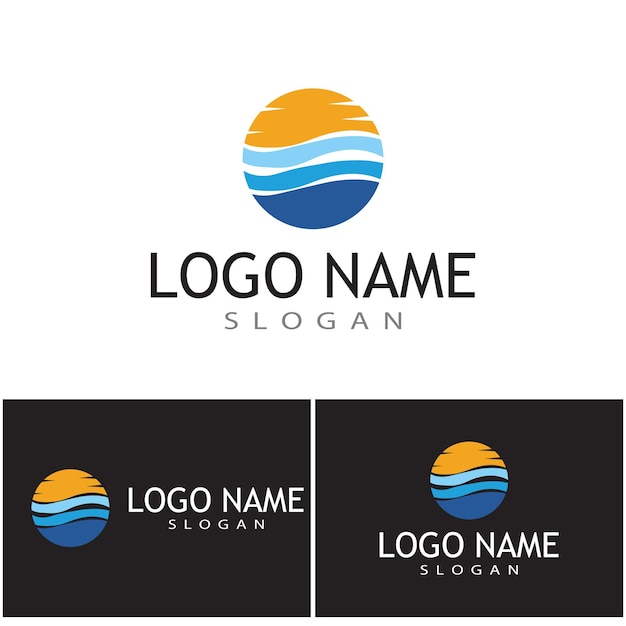 Logotipo de diseño de ilustración de vector de icono de onda de agua