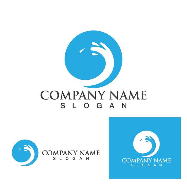 Logotipo de diseño de ilustración de vector de icono de onda de agua