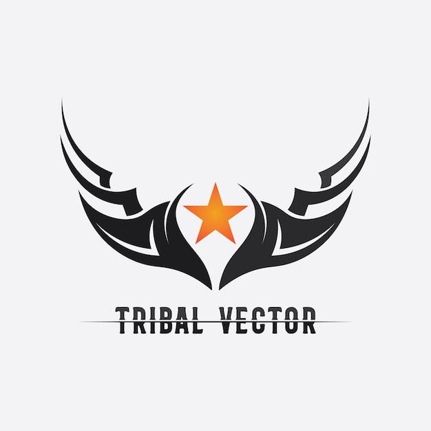 Logotipo de diseño de ilustración vectorial de icono de tatuaje étnico negro clásico tribal