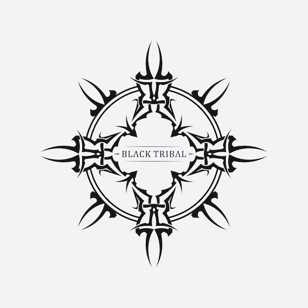 Logotipo de diseño de ilustración vectorial de icono de tatuaje étnico negro clásico tribal