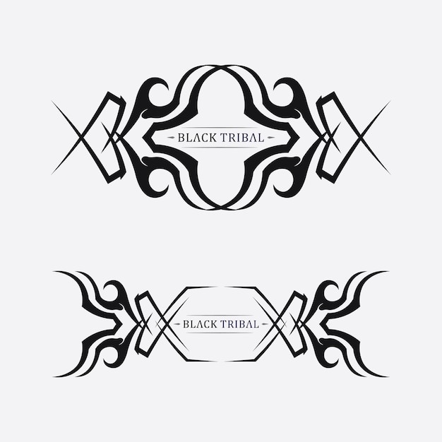 Logotipo de diseño de ilustración vectorial de icono de tatuaje étnico negro clásico tribal