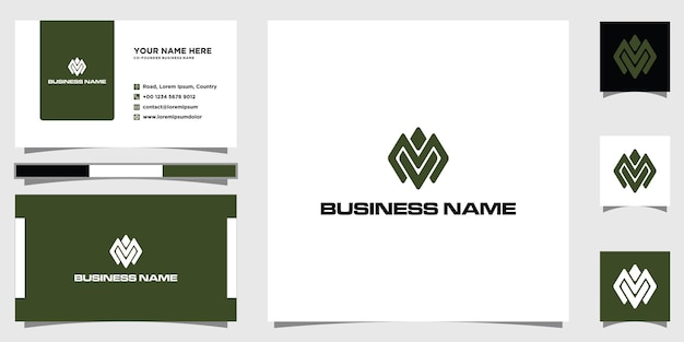 Logotipo de diseño de letra m inicial y vector premium de plantilla de tarjeta de visita Vector Premium