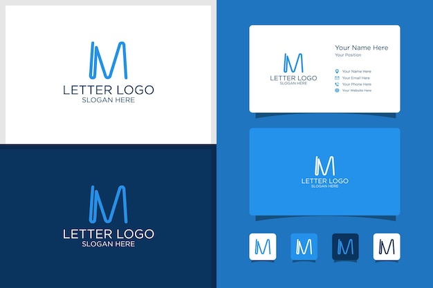 Logotipo de diseño de letra M y vector premium de plantilla de tarjeta de visita