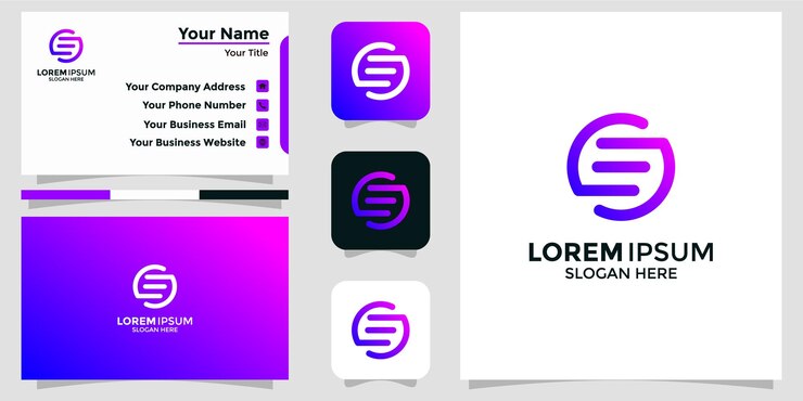 Vector logotipo de diseño de letra s de tecnología y tarjeta de marca