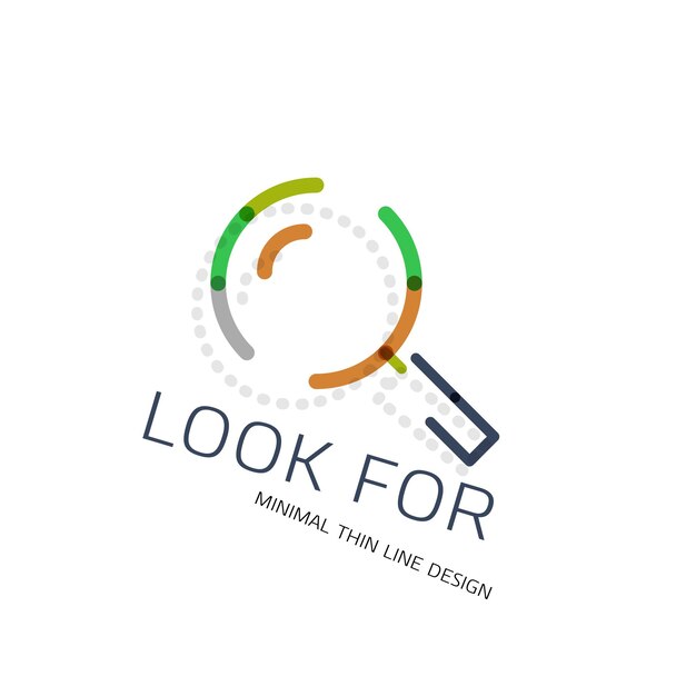 Logotipo de diseño de línea delgada vectorial lupa buscar y encontrar o ampliar el concepto de logotipo Icono de negocio minimalista lineal