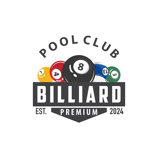 Logotipo de diseño minimalista de billar Bola y palo Ilustración de símbolo de plantilla