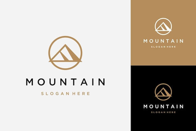 Logotipo de diseño de montaña con un círculo.