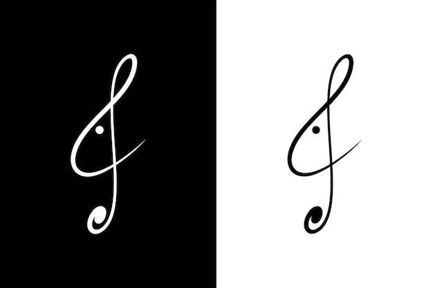 Logotipo de diseño de notas musicales con forma de conejo en un estilo de diseño único