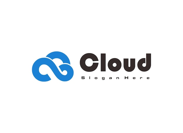 Un logotipo con un diseño de nube azul con la palabra "Cloudquot" y un marcador de lugar para un eslogan
