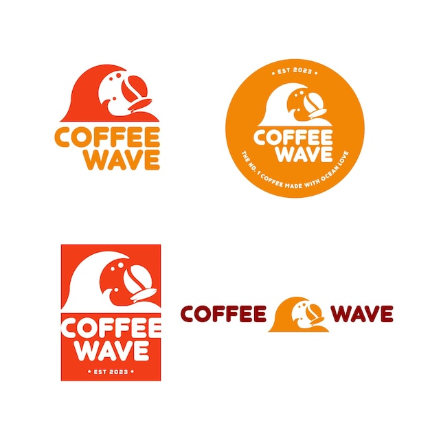 Logotipo de diseño de onda de café