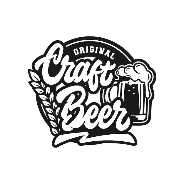 Vector logotipo de diseño original de cerveza artesanal
