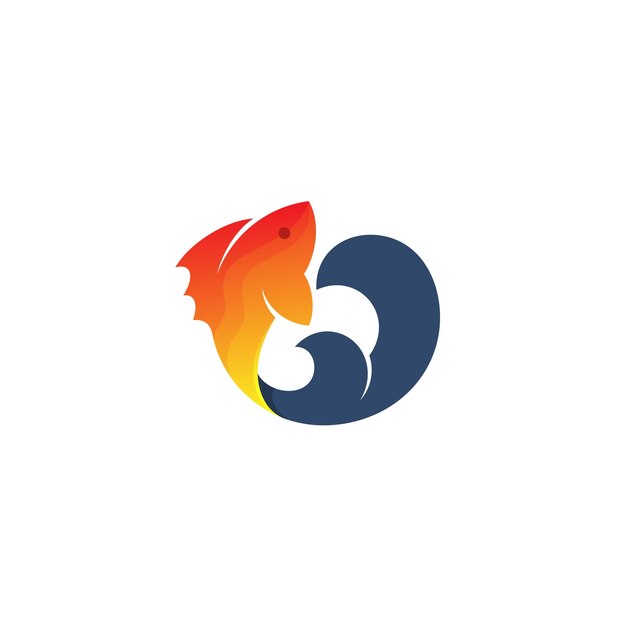 Logotipo de diseño de peces y olas logotipos de círculos de vida marina