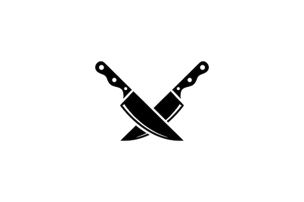 Logotipo de diseño plano de cuchillo de carnicero