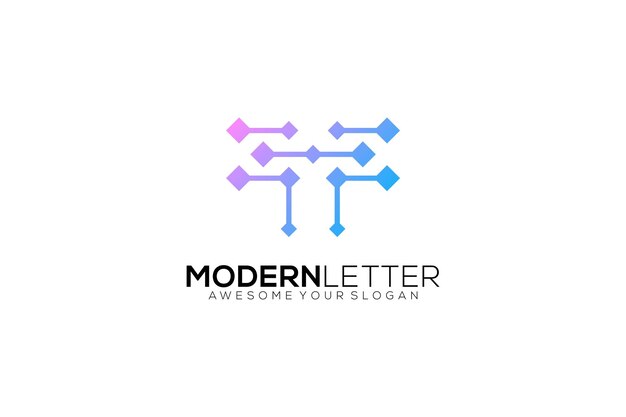 Logotipo de diseño de plantilla de vector de letra T lineart