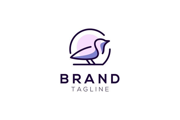 logotipo de diseño de plantilla de vector de pájaro lineal