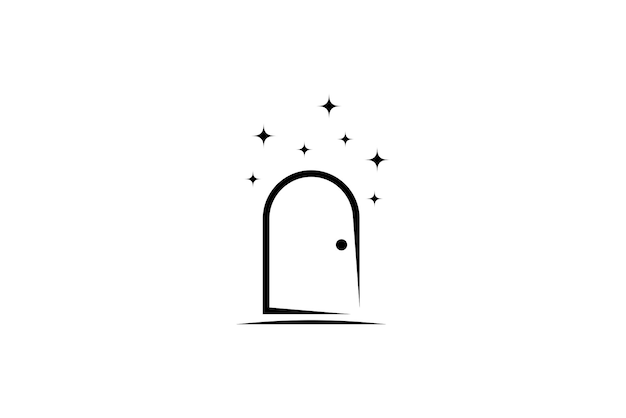 logotipo de diseño de puerta abstracto decorado con estrellas