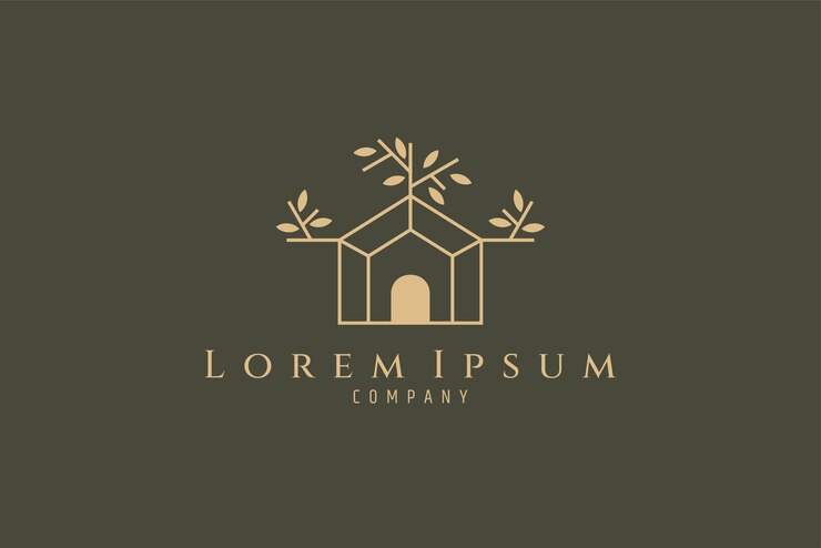 Logotipo de diseño en el que se muestra una imagen simple de una casa con un árbol.