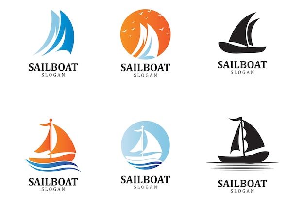 Logotipo de diseño de símbolo de velero tradicional asiático