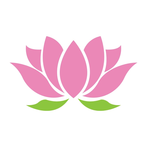 Logotipo de diseño simple de flor de loto rosa y verde
