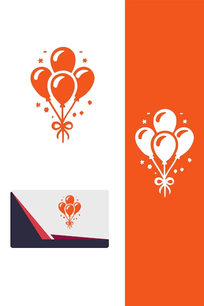 Logotipo y diseño de tarjetas de visita de los globos rojos festivos
