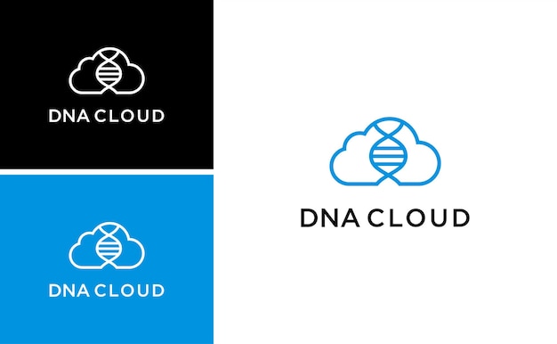 Logotipo de diseño de tecnología sanitaria o hélice de nube con vector genético de ADN