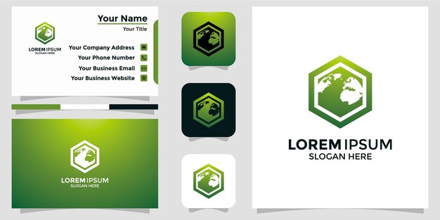 Logotipo de diseño de la tierra y tarjeta de marca.