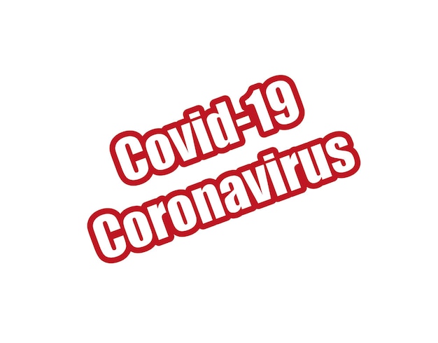 Logotipo de diseño tipográfico de inscripción del concepto de coronavirus covid-19. eps