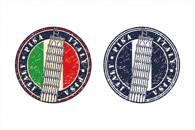 Logotipo de diseño de la torre de pisa italia