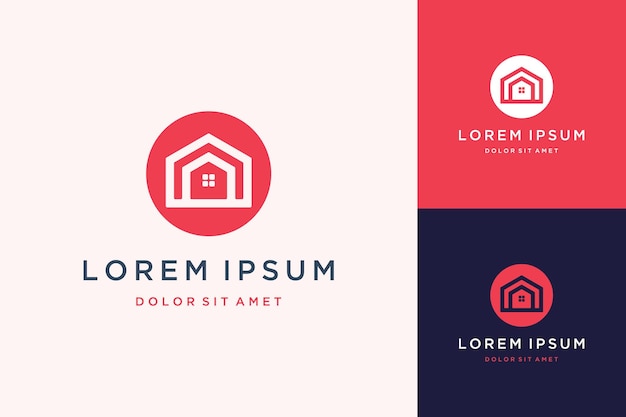 logotipo de diseño único o casa con un círculo