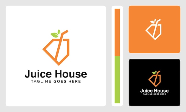 Logotipo de diseño de vector de casa de jugo fresco