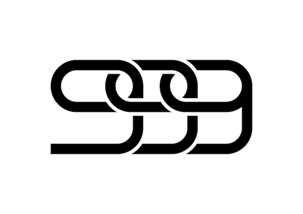 Logotipo de diseño vectorial número 999 con fondo blanco y negro