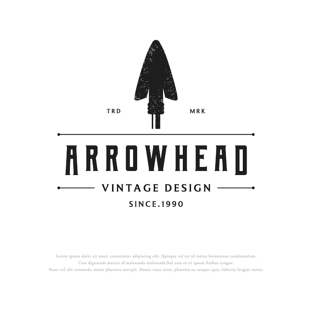 Logotipo de diseño vintage retro de tiro con arco o punta de flechaLogotipo para etiquetas de caza insignias y negocios