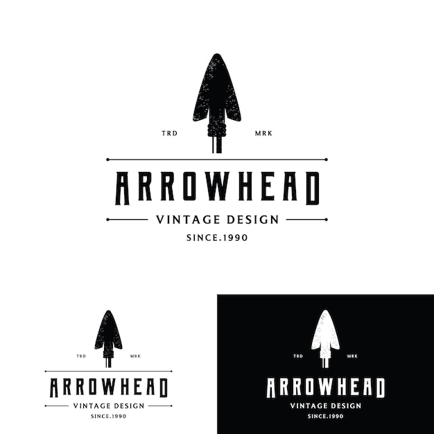 Logotipo de diseño vintage retro de tiro con arco o punta de flechaLogotipo para etiquetas de caza insignias y negocios