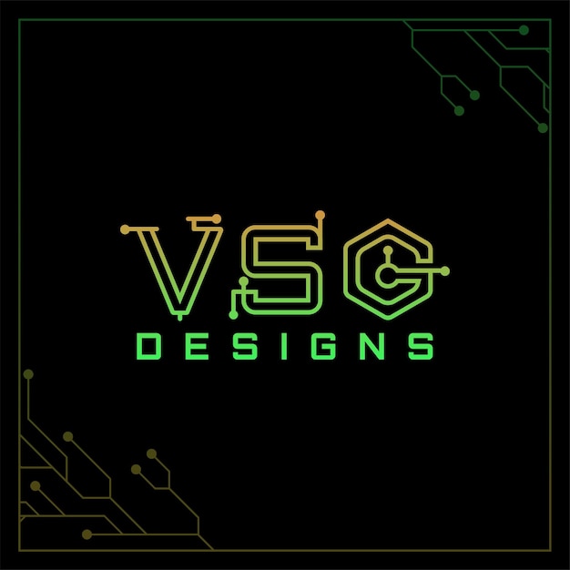 Vector logotipo de diseño vsg para el instituto de diseño tecnológico. carta técnica de vsg.