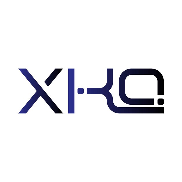 El logotipo de diseño de XKQ, la identidad de la marca, la tipografía moderna, el gradiente vectorial geométrico mínimo, el icono azul púrpura.