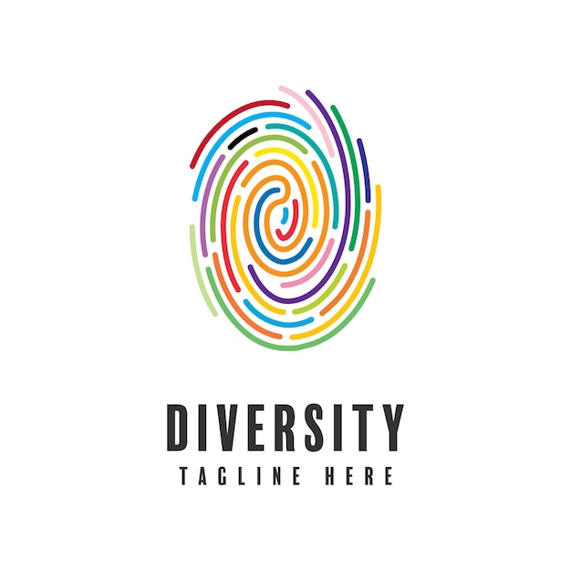 Logotipo de diversidad de huellas dactilares aislado sobre fondo blanco.