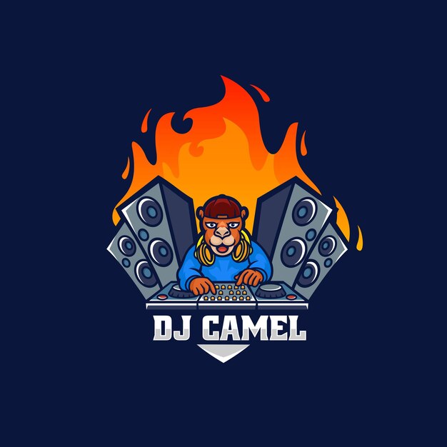 Logotipo DJ Camel Mascot Estilo de dibujos animados