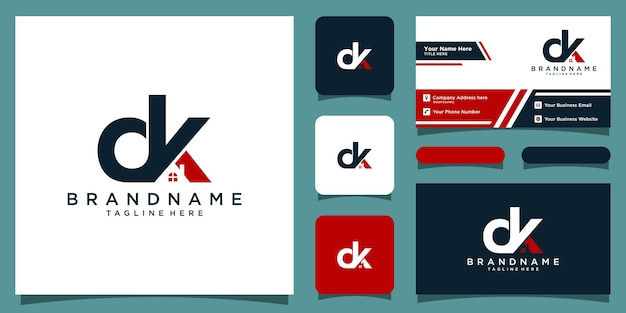 Logotipo dk. logo de la compañía. letras d y k con diseño de tarjeta de visita vector premium
