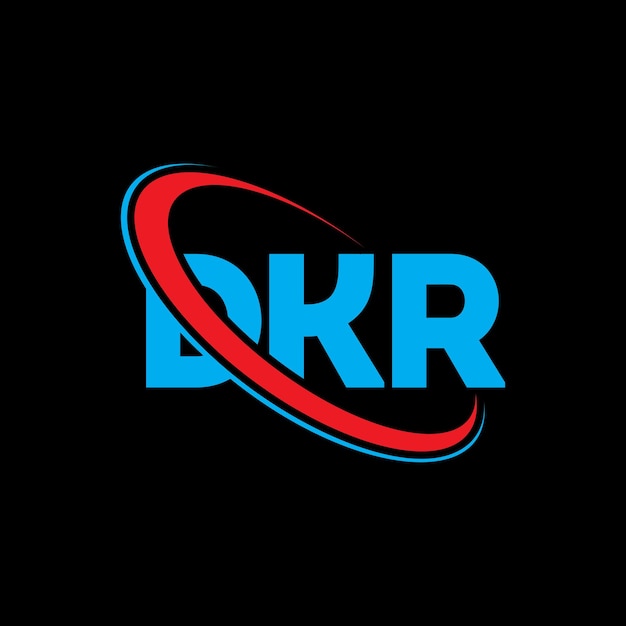 El logotipo DKR, la letra DKR, el diseño del logotipo de la carta DKR, las iniciales DKR vinculadas con un círculo y un monograma en mayúscula, el logotipo de DKR tipografía para negocios tecnológicos y marca inmobiliaria.