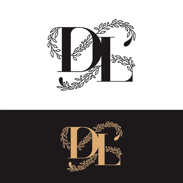 logotipo DL del monograma de boda dibujado a mano