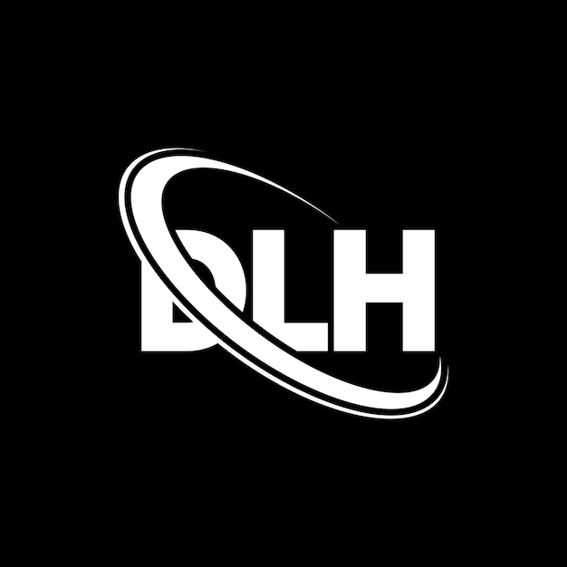 Logotipo de DLH Diseño de logotipo de letra DLH Iniciales Logotipo DLH vinculado con círculo y mayúscula Logotipo de monograma DLH Tipografía para negocios tecnológicos y marca inmobiliaria