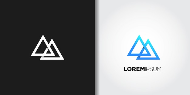 Logotipo de doble triángulo azul