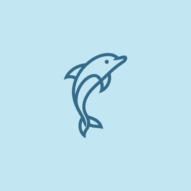 Logotipo de Dolphin Line Art Un logotipo de delfín que fluye en estilo de arte de línea que simboliza la libertad y la alegría