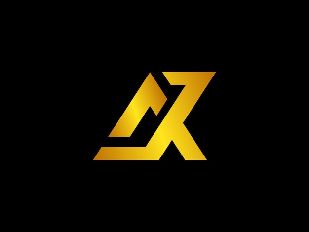 Logotipo dorado y negro con la letra a sobre un fondo negro
