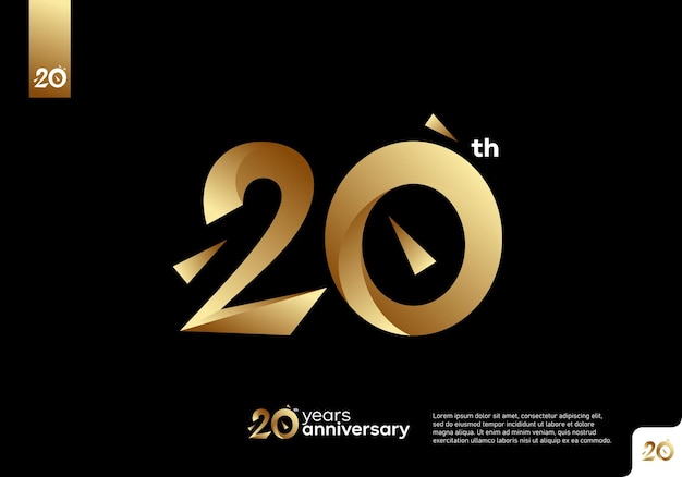 Logotipo dorado con el título '20 años de aniversario'