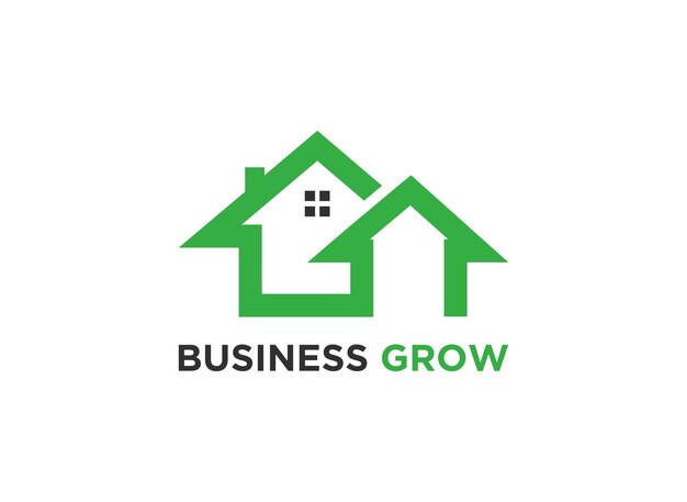 Un logotipo con dos casas y la frase "Business Growth" que simboliza el crecimiento en bienes raíces