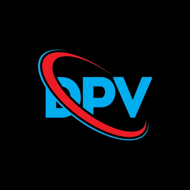 El logotipo DPV, la letra DPV, el diseño del logotipo de la carta DPV, las iniciales DPV, unido por un círculo y un monograma en mayúscula, el logotipo de DPV, tipografía para empresas tecnológicas y marcas inmobiliarias.