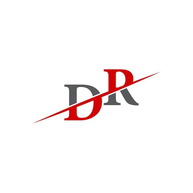 Logotipo DR minimalista con línea diagonal dinámica